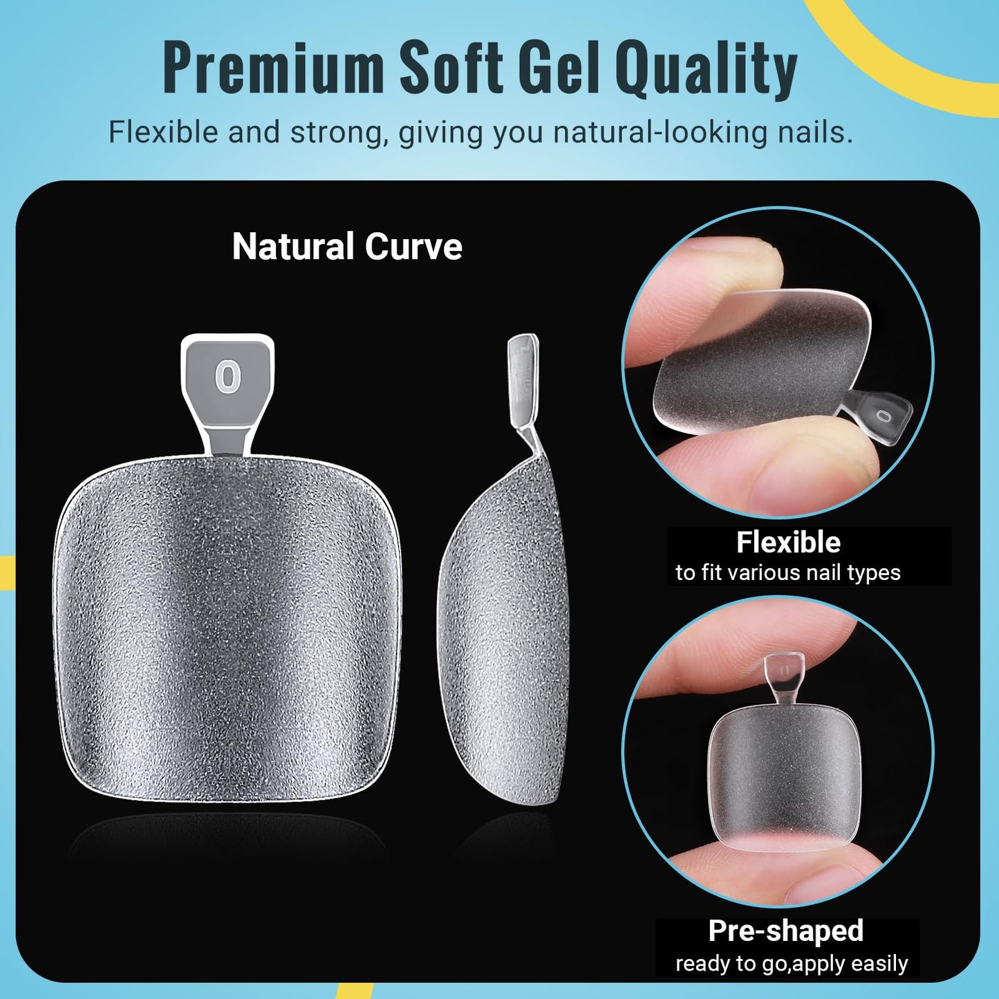 SINOKAME Clear Press-On Toenails Kit — 15 Sizes, 300 Pcs, Full Cover Matte Gel Tips