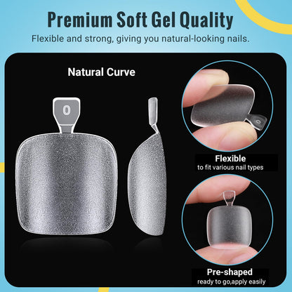 SINOKAME Clear Press-On Toenails Kit — 15 Sizes, 300 Pcs, Full Cover Matte Gel Tips