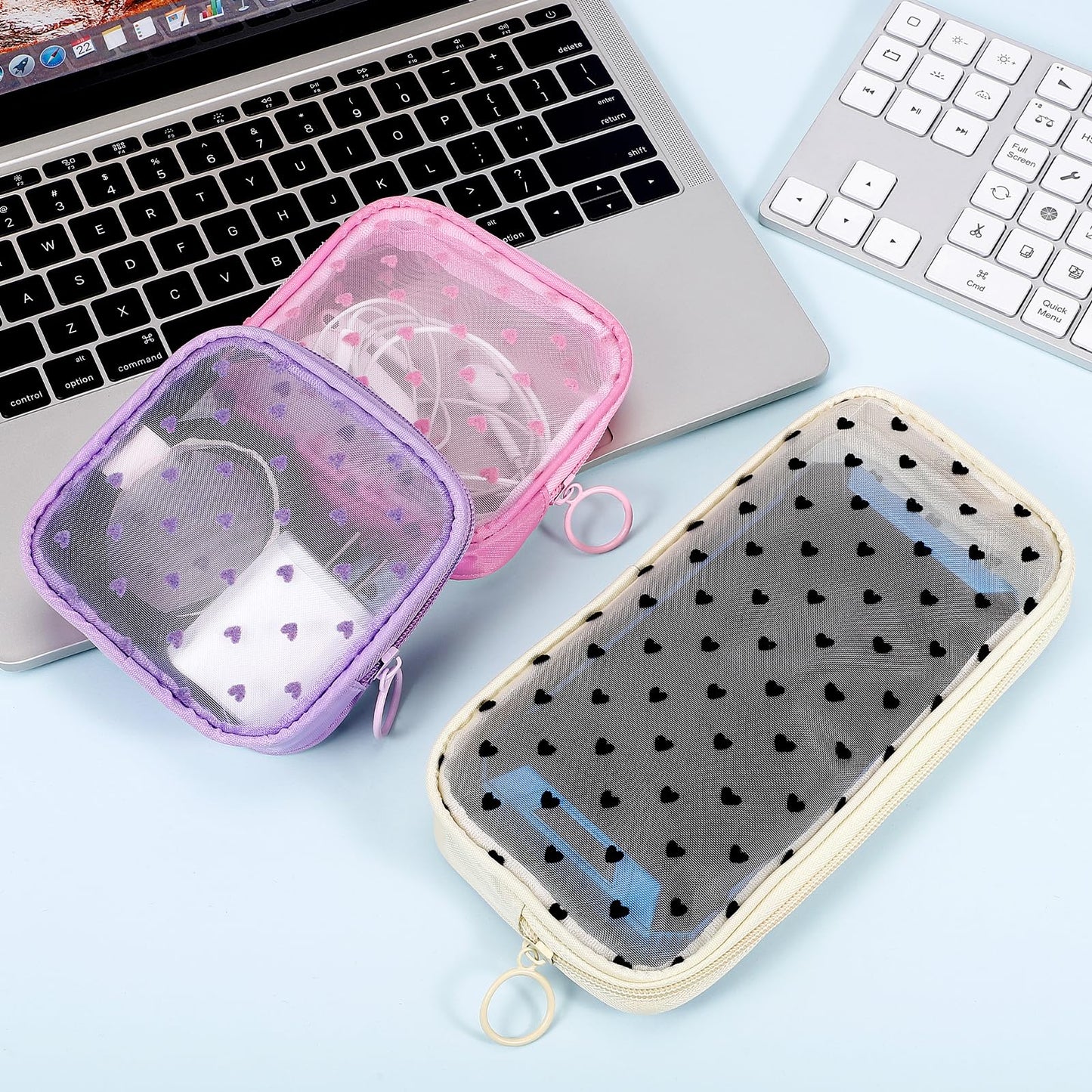 Sinzip 4-Piece Mesh Zipper Pouch Set | See-Through Nylon Travel & Makeup Bags