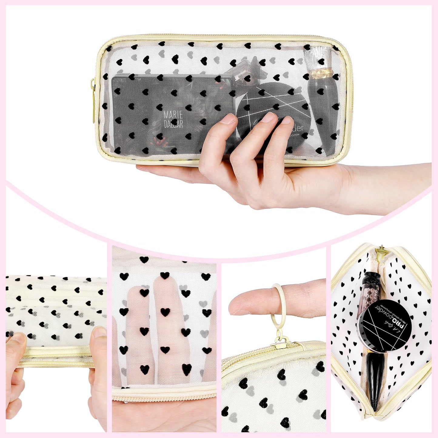 Sinzip 4-Piece Mesh Zipper Pouch Set | See-Through Nylon Travel & Makeup Bags