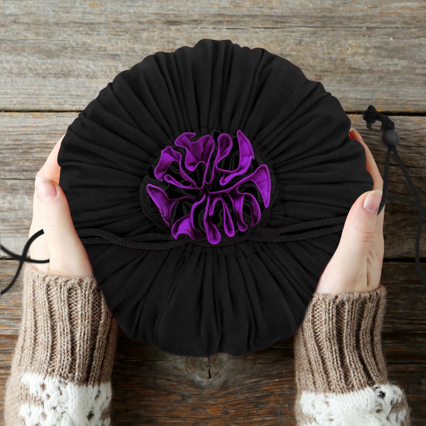 SIQUK Large Dice Bag with Pockets - Holds 300+ Dice, 9 Compartments, Drawstring, Black & Dark Violet