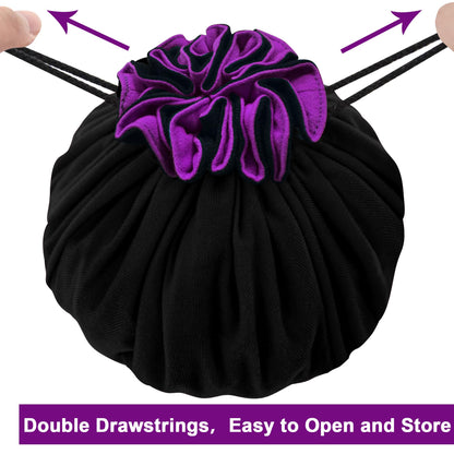 SIQUK Large Dice Bag with Pockets - Holds 300+ Dice, 9 Compartments, Drawstring, Black & Dark Violet