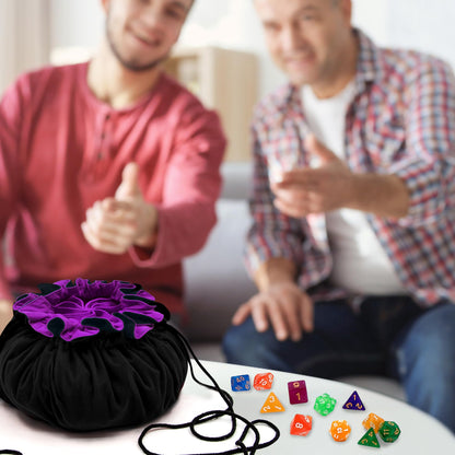 SIQUK Large Dice Bag with Pockets - Holds 300+ Dice, 9 Compartments, Drawstring, Black & Dark Violet