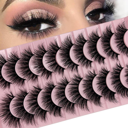 SISIYDY Wispy Lashes 18mm 3D Faux Mink Cat Eye Lashes Pack 10 Pairs YH012
