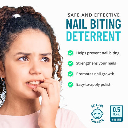 Stop Nail Biting Polish for Kids — Clear Bitter Deterrent, Easy Application (SISQUOC HEALTHCARE, 0.5 fl oz)