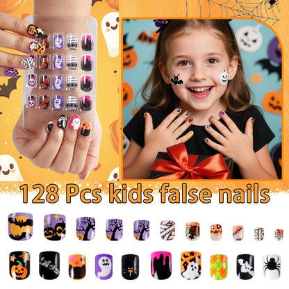 SIUSIO 6 Pack Kids Press-On Nails – Pre-glue Rainbow Gradient Full Cover Nails