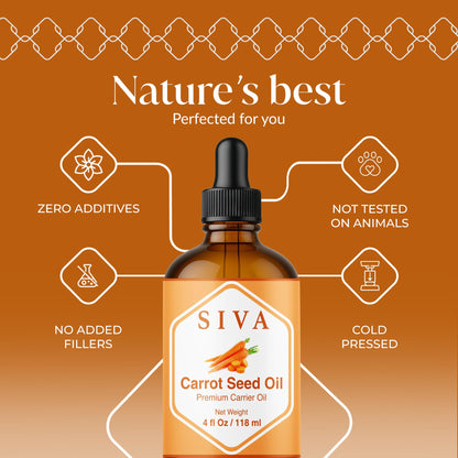 SIVA Carrot Seed Oil 4oz – Premium Cold-Pressed Carrier Oil for Face, Skin & Hair