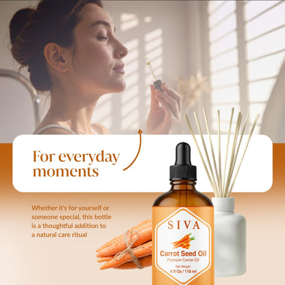 SIVA Carrot Seed Oil 4oz – Premium Cold-Pressed Carrier Oil for Face, Skin & Hair