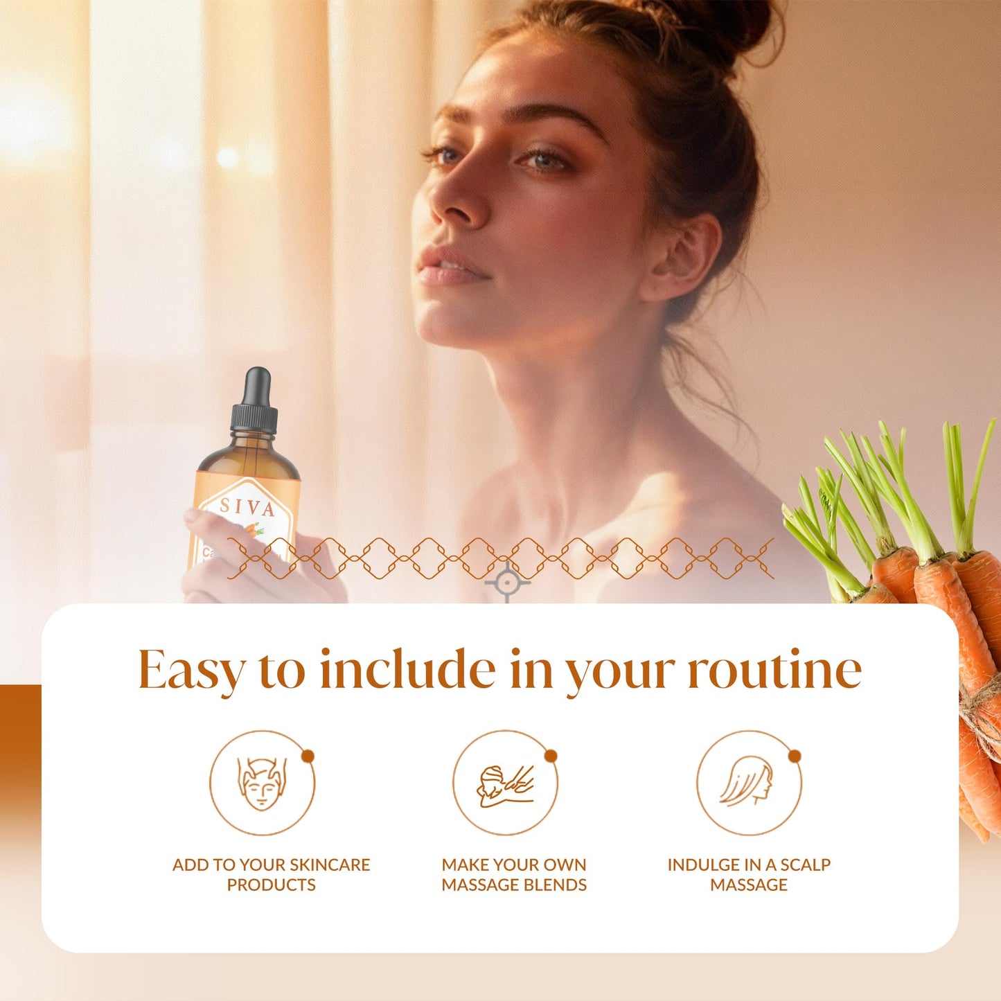 SIVA Carrot Seed Oil 4oz – Premium Cold-Pressed Carrier Oil for Face, Skin & Hair