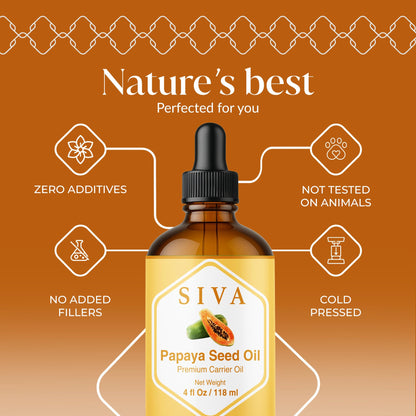 SIVA Papaya Seed Oil 4oz – Premium Cold-Pressed Carrier Oil for Face, Skin & Hair