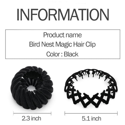 Sizobi Bird Nest Magic Hair Clip Set – 7pc Velvet Black Hair Bun Clips