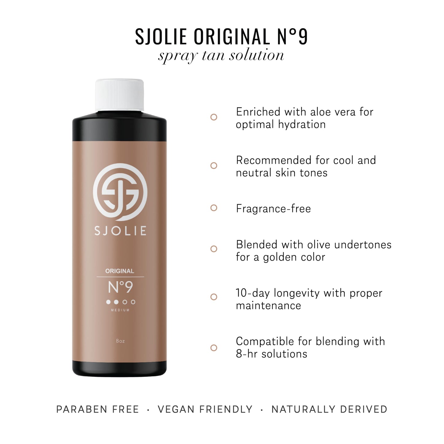 SJOLIE Spray Tan Solution No. 9 – Medium Hydrating Sunless Tanner (8oz)