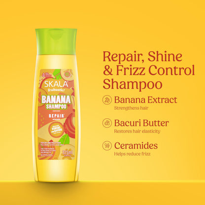 SKALA Banana Shampoo – Frizz Control & Shine, 10.99 fl oz (325 ml) – No Parabens or Silicones
