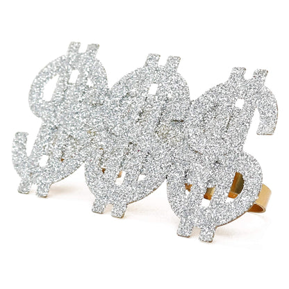 Skeleteen Dollar Sign Costume Ring – 3-Finger Gangster Ring (Adjustable)