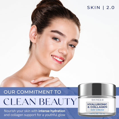 Skin 2.0 Hyaluronic Acid & Collagen Moisturizer – Deep Hydration, Firming & Anti-Aging Day Cream (Korean Clean Beauty) – 1.69 oz