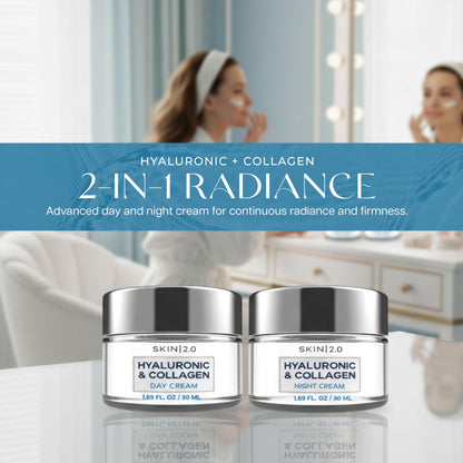 Skin 2.0 Hyaluronic Acid & Collagen Face Moisturizer – Deep Hydration & Firming Day & Night Duo