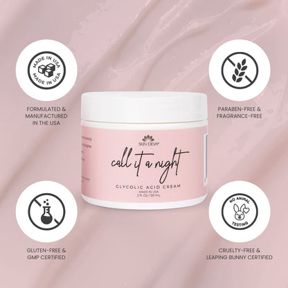 Skin Deva Glycolic Acid Night Cream – Brightens, Even Tone, Reduces Pores
