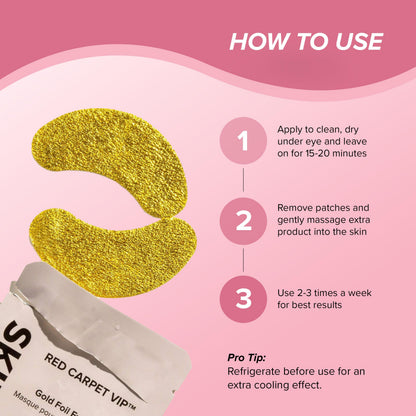 SKIN GYM Gold Foil Eye Mask 5 Pack – Hydrating Brightening Under-Eye