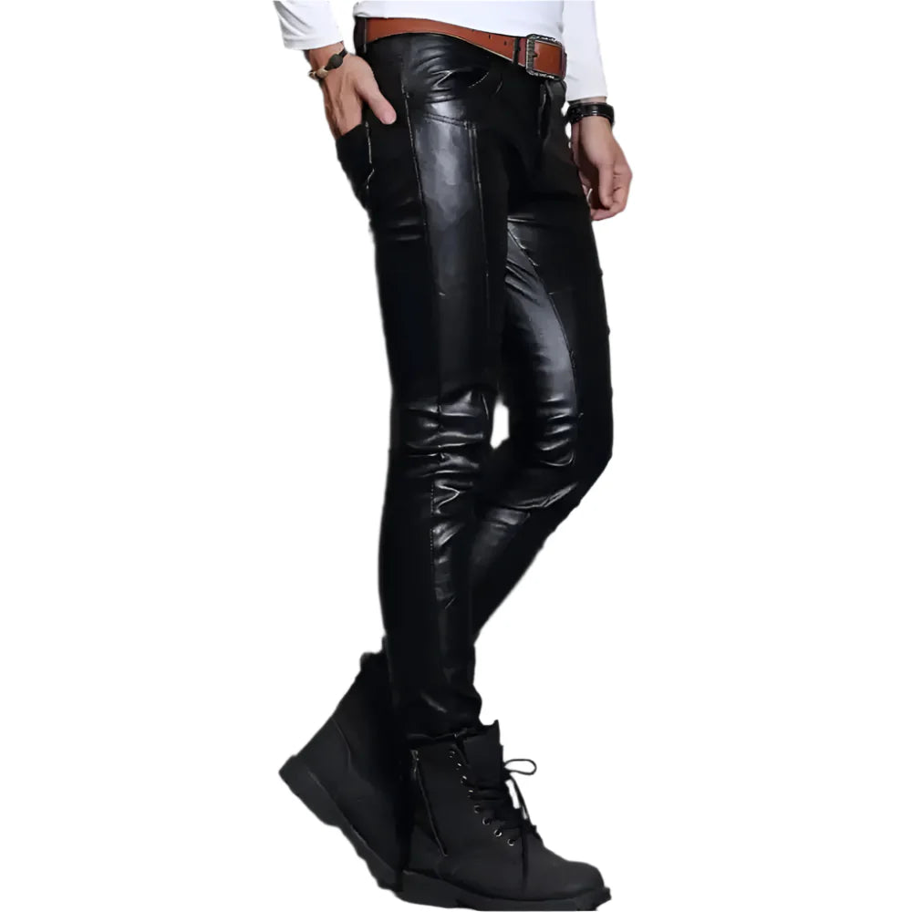Men’s Skin Tight Leather Motorcycle Pants