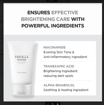 SKIN1004 Tone Glowing Capsule Cream – 75ml | Niacinamide & Madagascar Centella Moisturizer