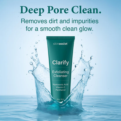 SkinAssist Clarify Exfoliating Face Wash – Gentle Daily Cleanser with Hyaluronic Acid & Vitamins