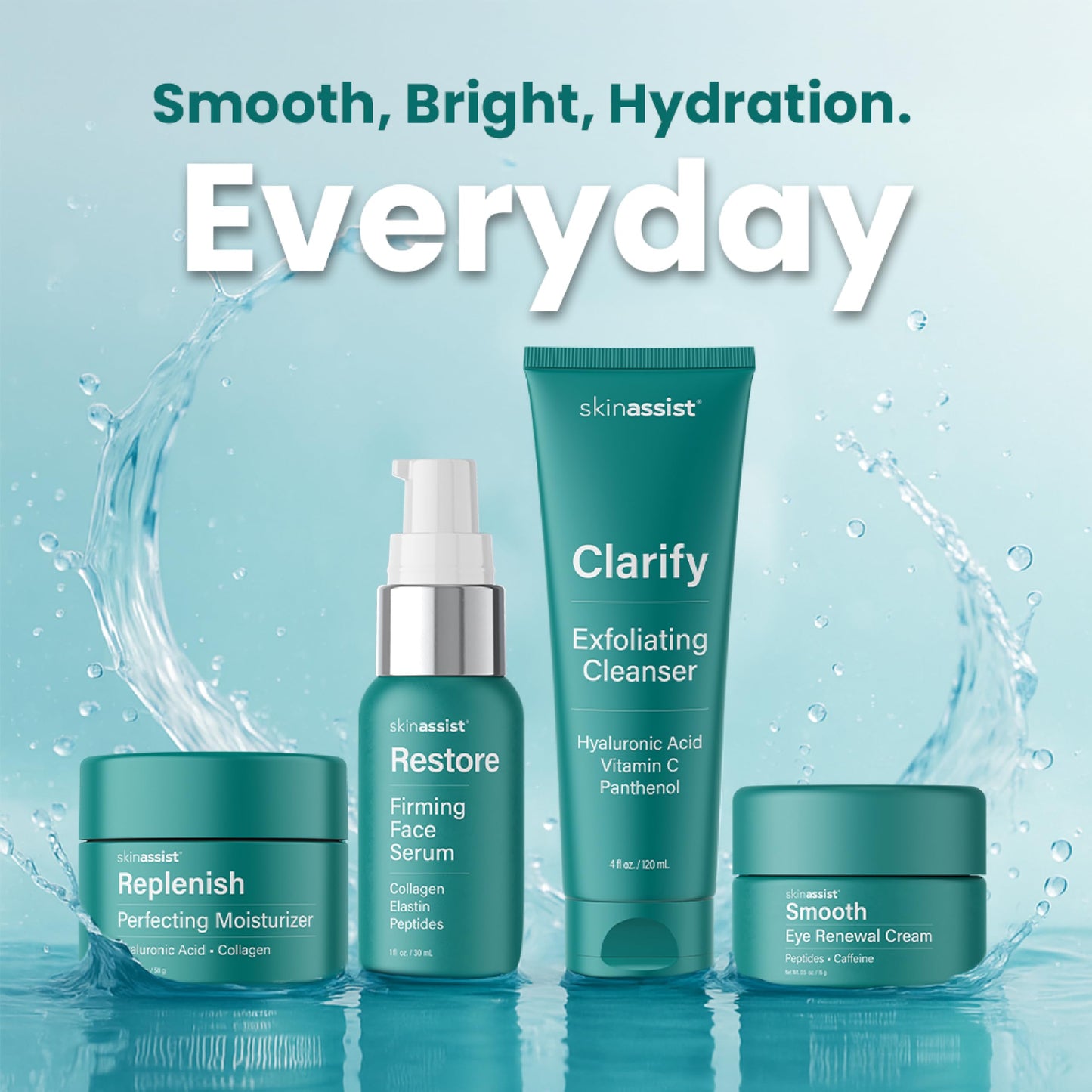 SkinAssist Clarify Exfoliating Face Wash – Gentle Daily Cleanser with Hyaluronic Acid & Vitamins