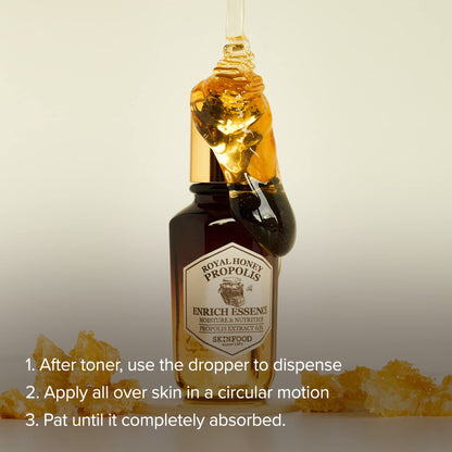 SKINFOOD 1957 Royal Honey Propolis Enrich Essence – 63% Black Bee Propolis & 10% Royal Jelly Extract Serum | 50ml