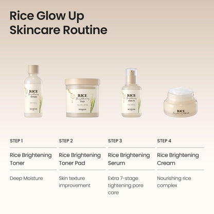 SKINFOOD 1957 Rice Brightening Toner Pad – Glass Skin Glow, Hydration, 60 Pads