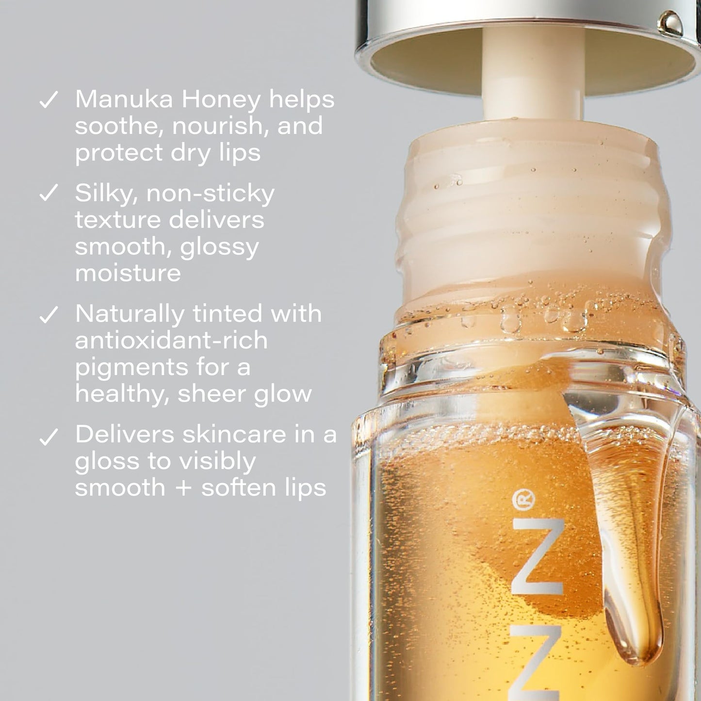 SKINN Luminous Lip Oil, Golden – Ultra-Light, Non-Sticky Gloss with Vitamin C & Manuka Honey