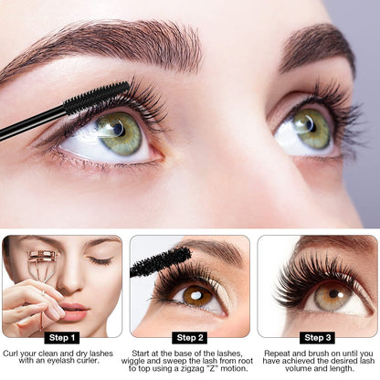 SKINOSM 2 Pack Black Volume & Length Mascara – 4D Silk Fiber, Waterproof, No Clumping