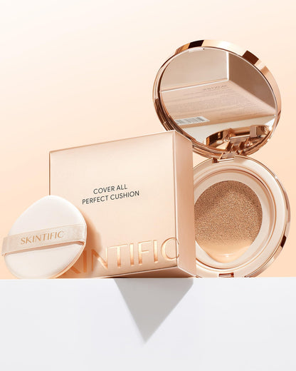 SKINTIFIC Cushion Foundation | Full Coverage, Weightless Texture, Satin Glow, Oil-Control