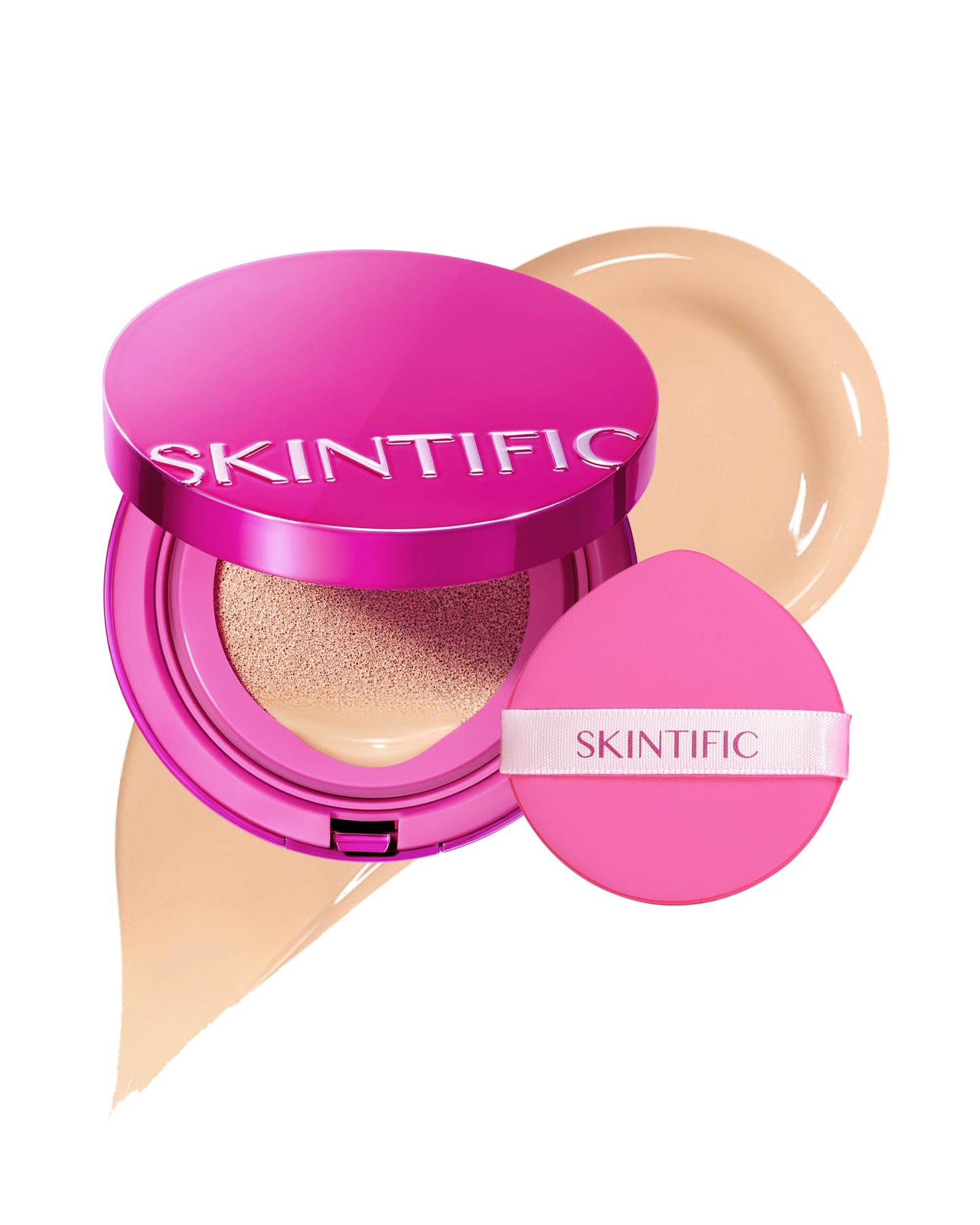 SKINTIFIC Pink Glow Cushion Foundation #01 Vanilla - Medium Coverage, Natural Dewy Finish