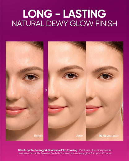 SKINTIFIC Pink Glow Cushion Foundation #03 Petal — Medium Coverage, Natural Dewy Finish, Hydrating & Lightweight