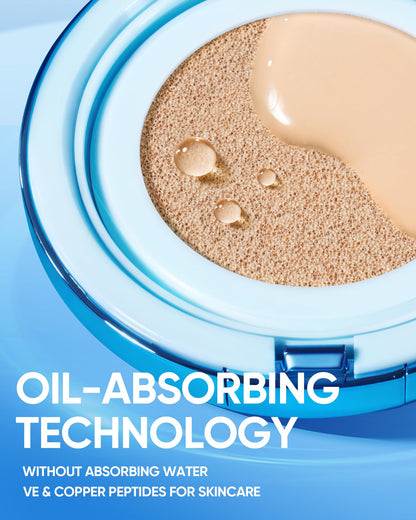 SKINTIFIC Velvet Matte Cushion Foundation Blue #01 Vanilla | Full Coverage, 12H Oil Control, Waterproof
