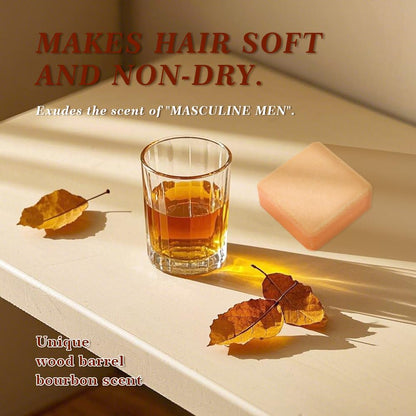 SKIRIFINE Shampoo Bar for Men – Wood Barrel Bourbon, 3.2oz, Travel-Friendly