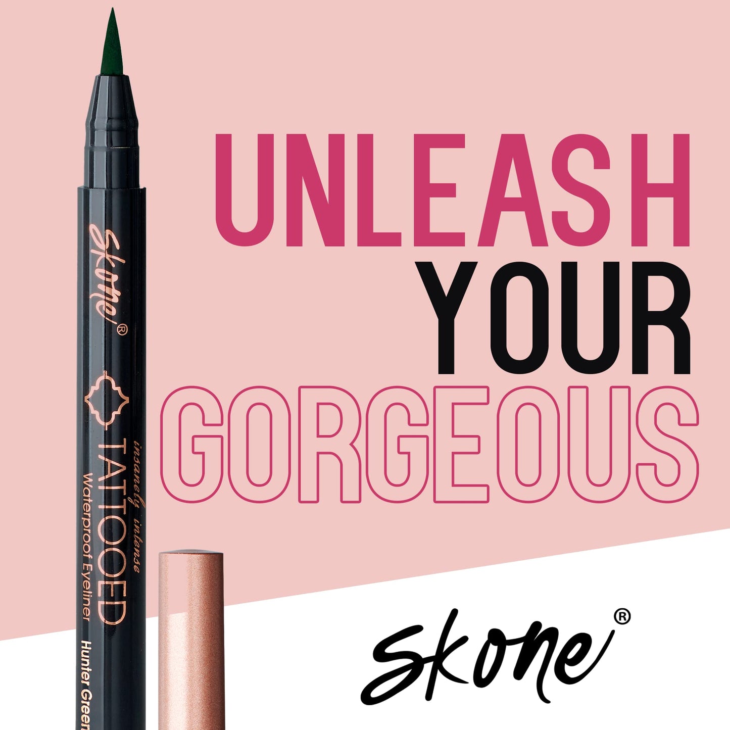 Skone Insanely Intense Tattooed Eyeliner Pen – Hunter Green, Waterproof & Smudge-Proof (0.07 oz)
