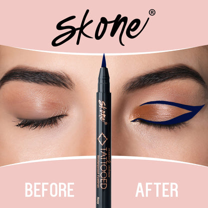 Skone Insanely Intense Tattooed Eyeliner Pen – Navy, Waterproof, Smudge-Proof, Quick-Dry Felt Tip (0.07oz)