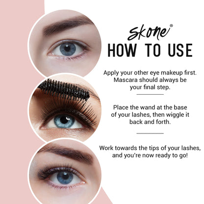 Skone Luxe Waterproof Mascara – Insanely Intense Black, Smudge-Proof & Long-Lasting