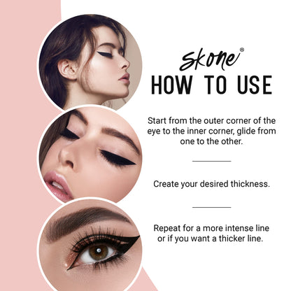 Skone Waterproof Liquid Eyeliner – Long-Lasting, Smudge-Proof Jet Black with Felt Tip