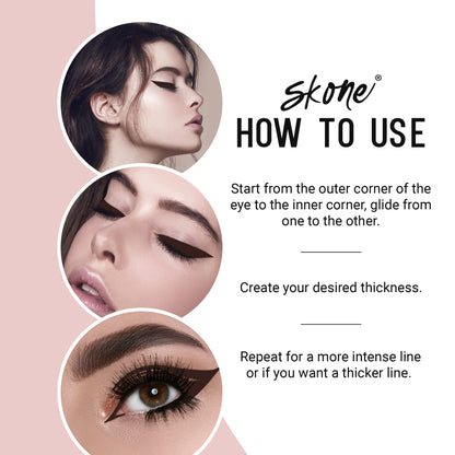 Skone Insanely Intense Tattooed Eyeliner Pen - Waterproof, Quick-Dry, Smudge-Proof Brown