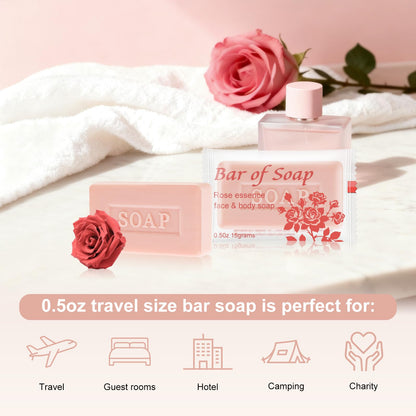skourvut Bulk Bar Soap – 60 Rose-Scented Travel Mini Bars (0.5 oz) for Hotels & Events