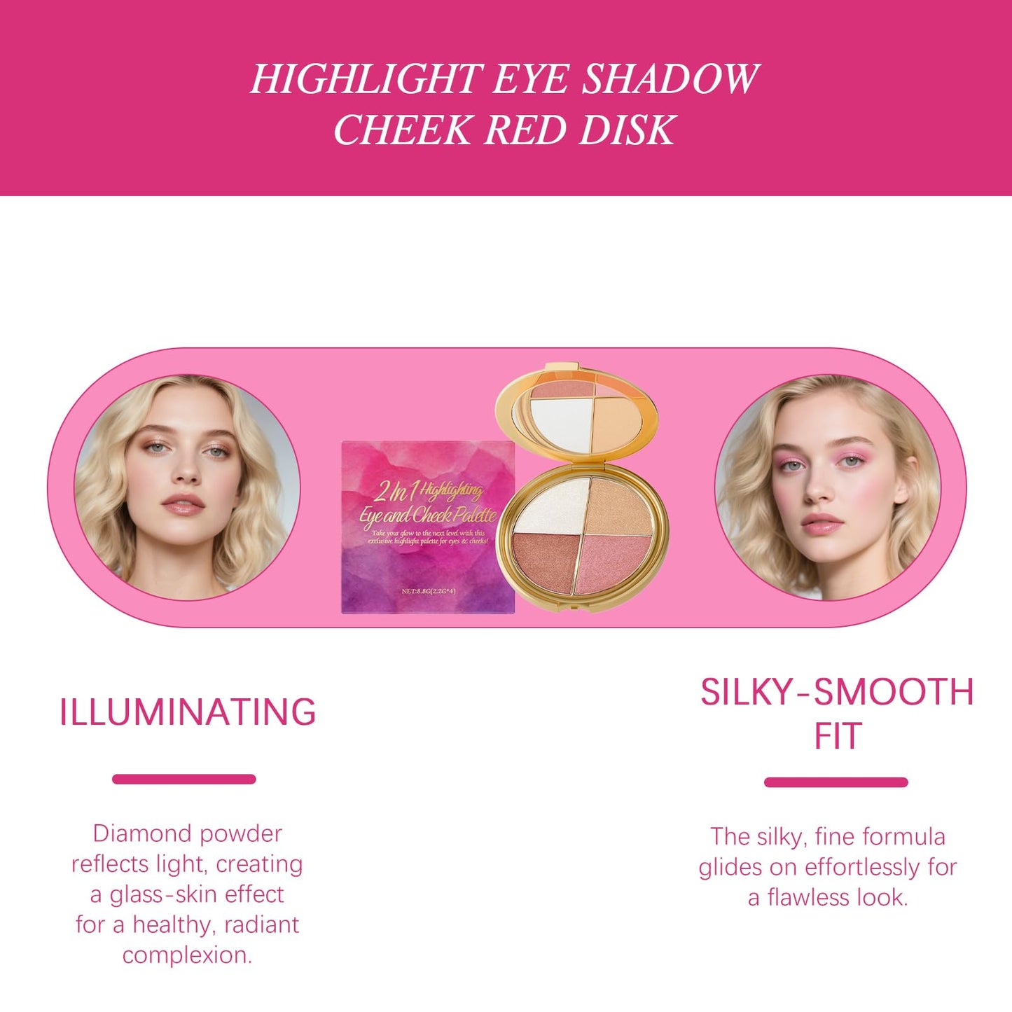 SKROSS Highlighting Eye & Cheek Palette – Glow Wardrobe Palette for Eyes, Cheeks & Glow
