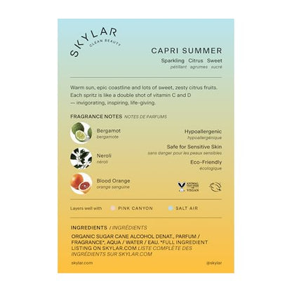 Skylar Capri Summer EDP – Hypoallergenic Clean Fragrance for Women & Men, 50mL