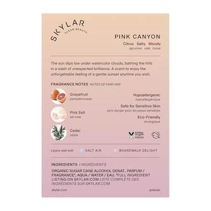 Skylar Pink Canyon Eau de Parfume – Hypoallergenic Woody Citrus Perfume for Sensitive Skin | 1.7 oz