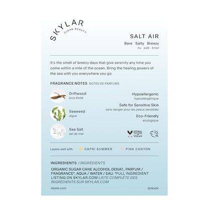 Skylar Salt Air Eau de Parfum – Hypoallergenic, Clean Formula for Women & Men – Driftwood, Sea Salt & Seaweed – 50 mL / 1.7 Fl Oz