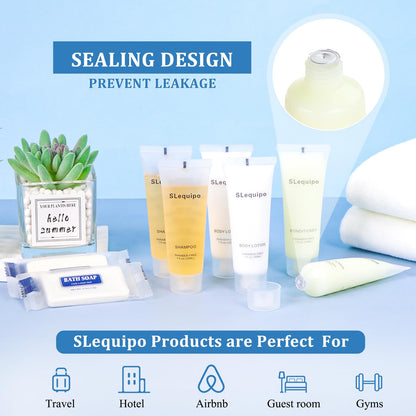 SLequipo 4-IN-1 Hotel Toiletries Bulk Set – 40 Travel Mini Bath & Body Essentials