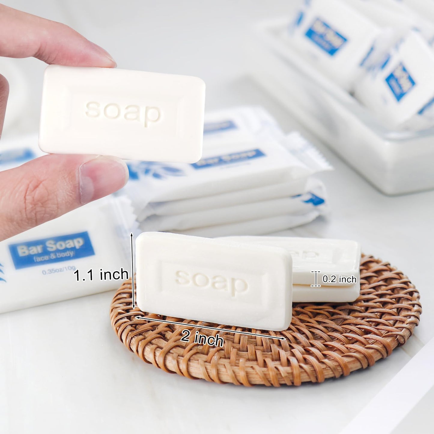 SLequipo Mini Soap Bars — 50-Pack Bulk, Individually Wrapped Travel-Ready Soaps