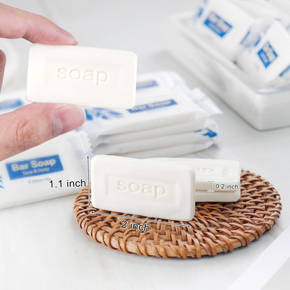 SLequipo Mini Soap Bars — 50-Pack Bulk, Individually Wrapped Travel-Ready Soaps