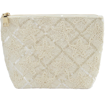 Sliimagetu Canvas Cosmetic Bag - Handmade Linen Makeup Pouch with Lace Embroidery | Large Capacity Boho Travel Organizer