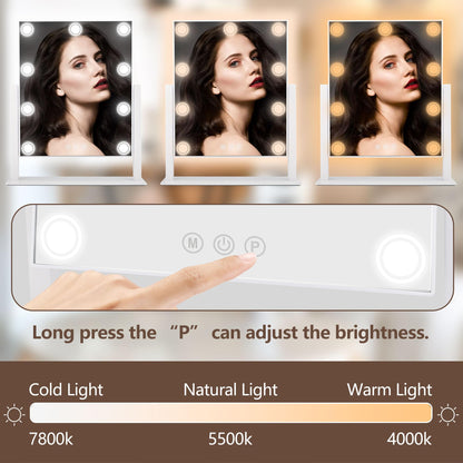 SLIMOON Lighted Makeup Mirror 14x12 Hollywood Vanity with 9 LEDs and Detachable 10x Magnifier